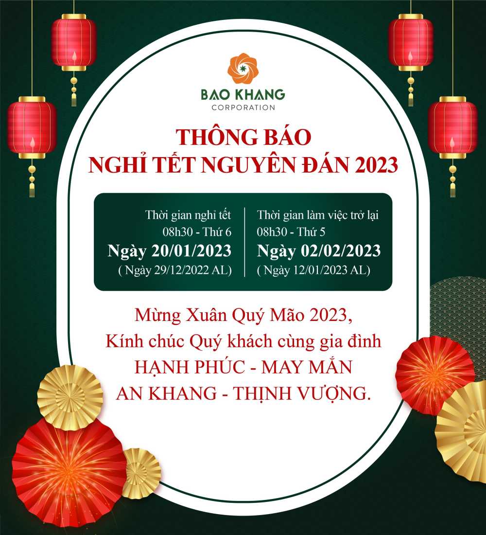 Thông báo nghỉ tết Nguyên Đán 2023 công ty Bảo Khang